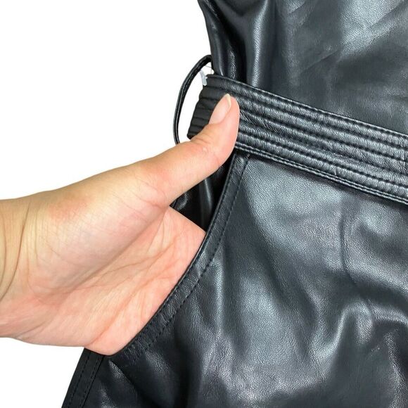 BLANK NYC Dress Womens L Black Mini Shirt Snap Button Vegan Leather Fall Biker - Picture 9 of 16